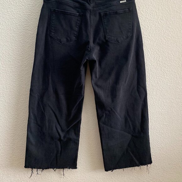 KanCan Dianella High Rise Crop Wide Leg Jeans Raw Hem Size 31 Black Wash - Picture 4 of 4